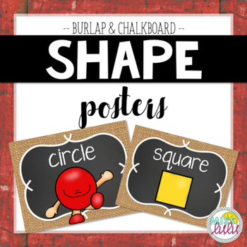 Preview of Burlap & Chalkboard Shape Posters- Classroom Decor