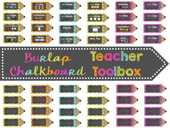 Burlap Chalkboard Pencils for Teacher Toolbox (Editable)