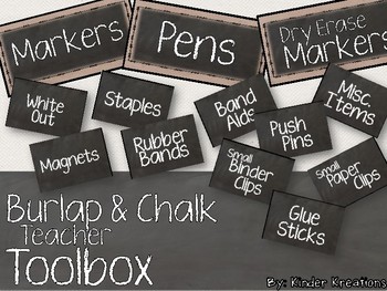 Burlap Chalkboard Pencils for Teacher Toolbox (Editable)