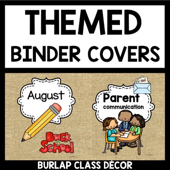 Preview of Burlap Classroom Decor Binder Covers