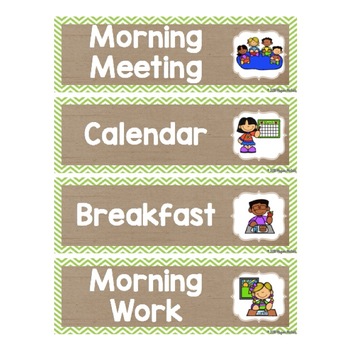 Burlap Classroom Decoration: Schedule Cards with Pictures by Megan McCall
