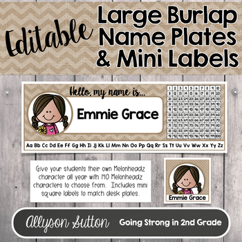 Farmhouse Editable Large Name Desk Plates Personalized Labels Tpt