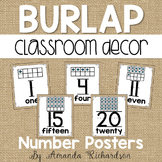 Burlap Number Posters with Ten Frame, 1-20, Words