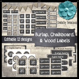 Burlap, Chalkboard, & Wood (Farmhouse) Labels