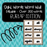 Burlap Word Wall ~ Sight Words ~ Editable