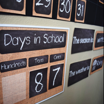 1-2 grade worksheets english TpT  Classroom Chalkboard  and Burlap Set Calendar