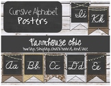 Burlap and Chalkboard - Farmhouse Chic Cursive Alphabet Bunting Banner