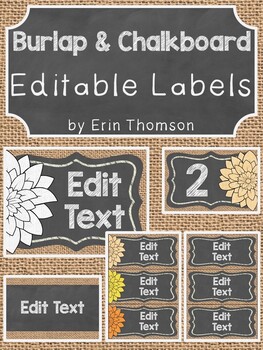 Editable Burlap & Chalkboard Labels