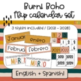 Burnt Boho Flip Calendar | English and Spanish | Classroom