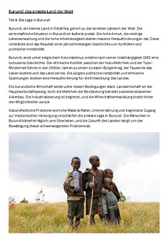 Preview of Burundi - "The poorest country in the world" - with 20 types of tasks/on German