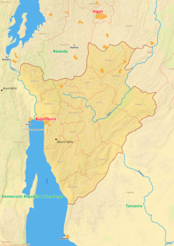 Preview of Burundi map with cities township counties rivers roads labeled