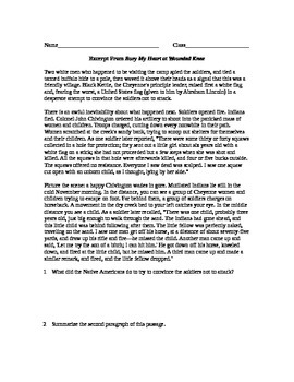Bury My Heart At Wounded Knee Worksheet By Francis Tolan Tpt