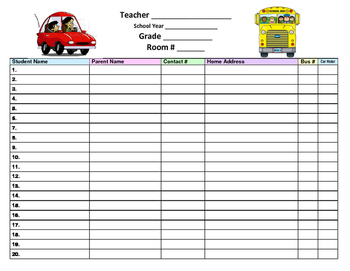school bus trip sheet