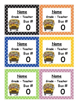 Preview of Bus/Car book bag tags