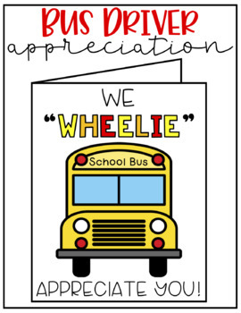 Bus Driver Appreciation Card By Room 104 And More Tpt