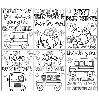 Bus Driver Appreciation Day Thank You Coloring Pages & Writing Cards ...