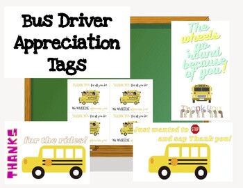 Preview of Bus Driver Appreciation tags | 6 different designs