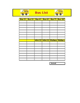 Preview of Bus List Template