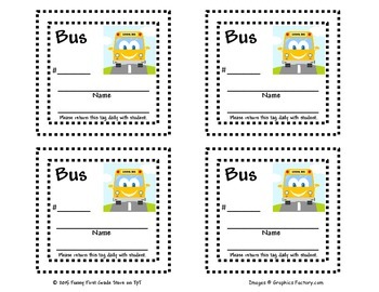 Bus Tags - Free by Funny First Grade | TPT