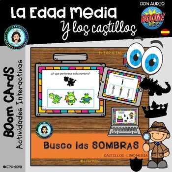 Preview of Busca la SOMBRA en CASTILLOS - Boom Cards Distance Learning (Spanish)