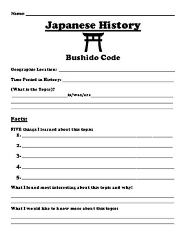 Preview of Bushido Code "5 FACT" Summary Assignment