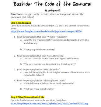 Preview of Bushido & Feudal Japan - A Webquest Activity!