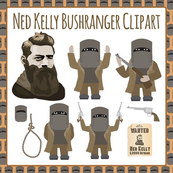 Preview of Bushranger Ned Kelly - Australian History Famous Person Clip Art / Clipart Set