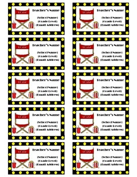 Preview of Business Cards-Hollywood Classroom Decor