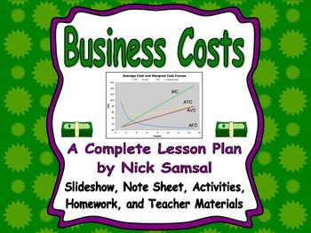 Preview of Business Costs - Lesson Plan and Activities