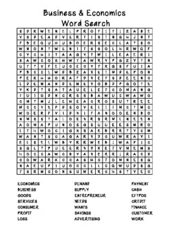 Business & Economics Word Search by Ollimac Ider | TpT