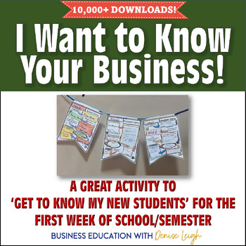 Preview of Business Ed Class First Week Back to School Lesson Plan Get 2 Know Activity FREE