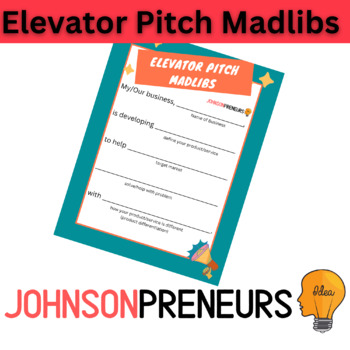 Preview of Business Elevator Pitch Mad Libs