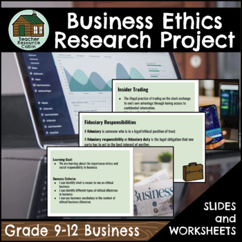 Preview of Business Ethics Research Project (Grades 9-12)