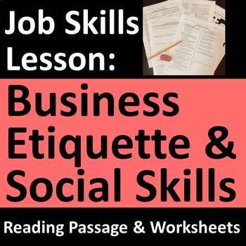 Preview of Business Etiquette and Social Skills Activity