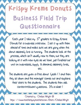 Preview of Business Field Trip Questionnaire (Krispy Kreme or other)