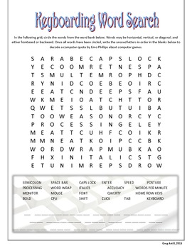 business keyboarding word search by mr antill teachers pay teachers