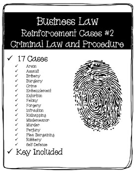 Preview of Business Law Cases #2 - Criminal Law & Procedure