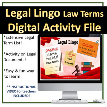 Preview of Business Law Class Vocabulary and Legal Lingo Terms Digital Activity