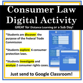 Preview of Consumer Laws Digital Activity - Business Law & Marketing Class Lessons