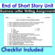 Business Letter End of Short Story Unit Writing Assignment ...