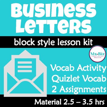 Preview of Business Letter Writing Assignments including Block Style Letter