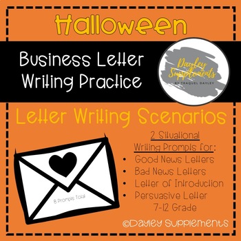 Preview of Business Letter Writing Practice HALLOWEEN Theme