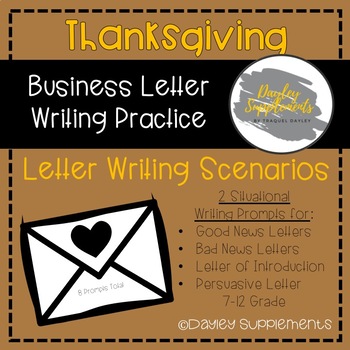 Preview of Business Letter Writing Practice THANKSGIVING