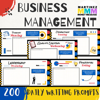 Preview of Business Management Bell Ringer Writing Prompts (Editable)
