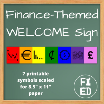 Preview of Business, Money, and Finance Class Printable "Welcome" Sign Classroom Decor