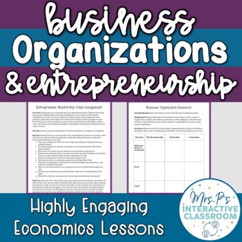 Preview of Business Organizations & Entrepreneurship Economics Lesson! (Distance Learning)