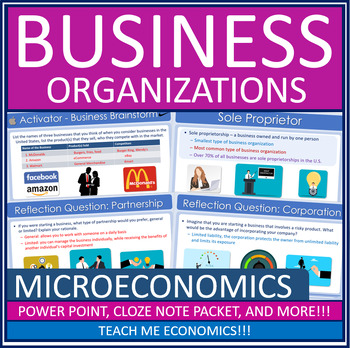Preview of Business Organizations Power Point & Notes Packet Interactive Digital Notebook