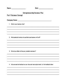 business plan entrepreneurship grade 12