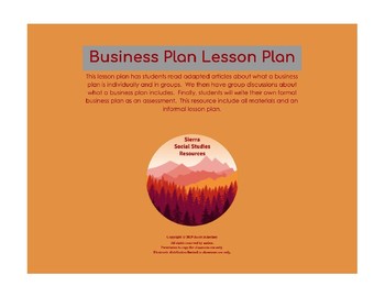 Preview of Business Plan Lesson Plan