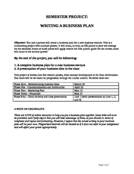 business plan assignment high school